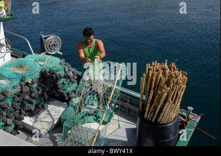 Pêcheurs de Sao Mateus de Calheta, île de Terceira, Açores Banque D'Images