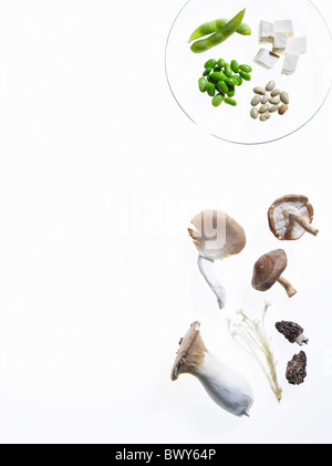 Les champignons et les produits à base de soja Banque D'Images