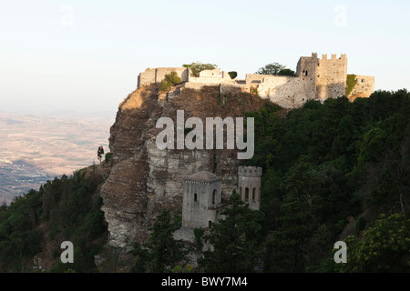 Château d'Erice, Trapani, Sicile, Italie Banque D'Images