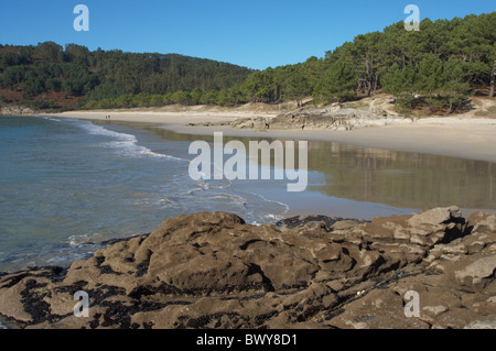 La plage de Barra. Cangas, Galice, Espagne Banque D'Images