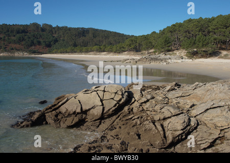 La plage de Barra. Cangas, Galice, Espagne Banque D'Images