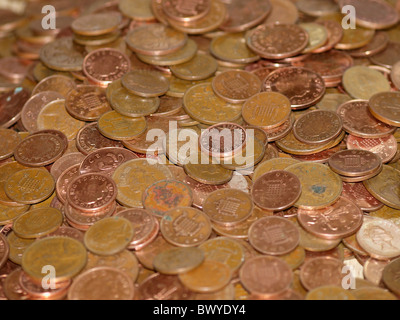 Lots de 1 p et 2 pence coins, UK Banque D'Images