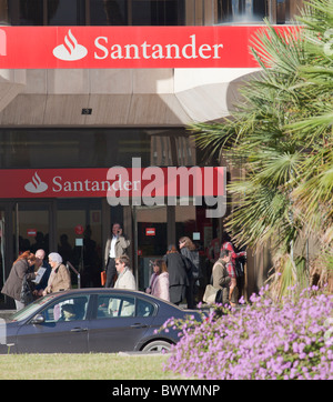 Succursale de banque Santander à Malaga, Espagne. Banque D'Images