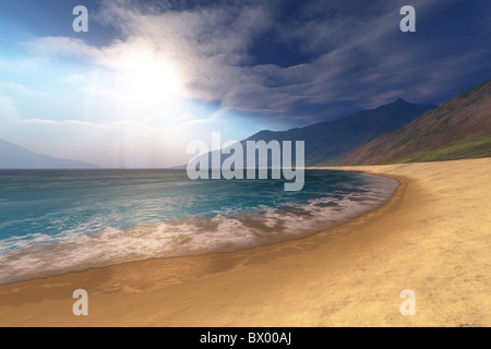 Mer bleue et radient sun shine dans ce paysage marin. Banque D'Images