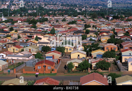 Maisons de ville Afrique Johannesburg maisons chalets aperçu pauvreté Afrique du Sud Soweto ville social Banque D'Images