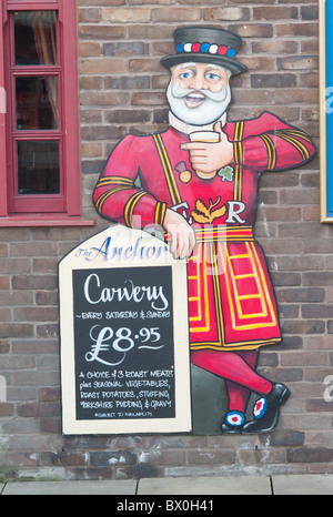 Panneau de l'ancrage historique Pub, situé sur la rive sud de Londres, Angleterre, Royaume-Uni. Banque D'Images