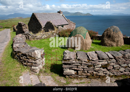 Irish Famine village, Dungeagan, Ballinskelligs County Kerry Ireland Banque D'Images