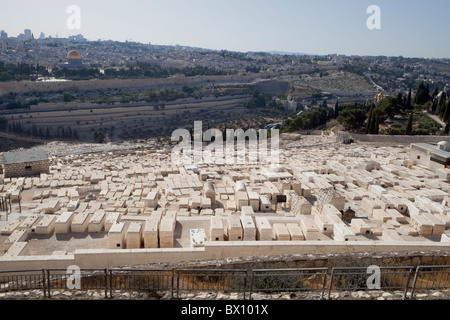 Vieux cimetière juif, le Mont des Oliviers, Jérusalem Banque D'Images