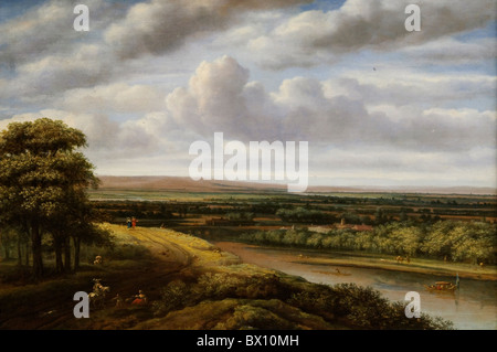 Un vaste paysage boisé, 1670, par Philips Koninck Banque D'Images