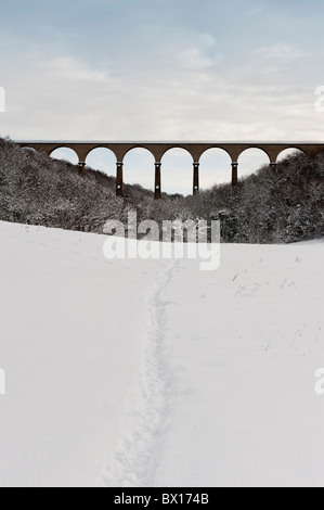 Hownsgill viaduc en hiver. Banque D'Images