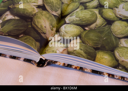 Livre ouvert avec le brocoli photo Banque D'Images
