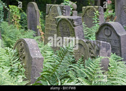 Vieux cimetière juifs à Hambourg, Allemagne Banque D'Images