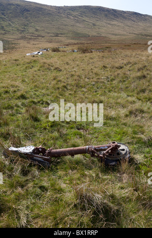 Épave de deux jets Sabre sur Ashop moor en dessous du plateau de Kinder scout dans le parc national de Peak District, Derbyshire, Royaume-Uni Banque D'Images