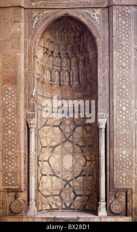 Détail de créneau dans Sultan Hasan complexe, portail d'entrée, Le Caire, Egypte Banque D'Images
