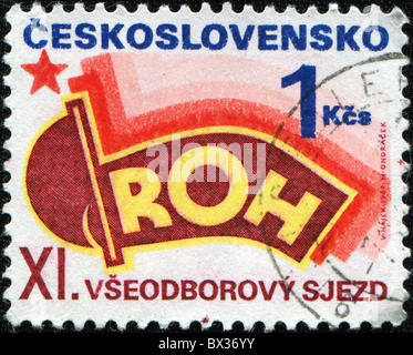 La Tchécoslovaquie - circa 1960 : timbre imprimé en Tchécoslovaquie honorant XI Tous les Trade Union Congress à Prague, vers 1960 Banque D'Images