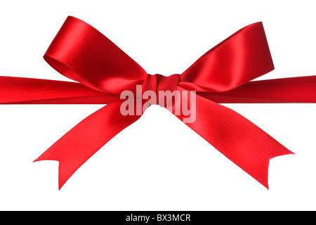 Red bow isolated on white Banque D'Images