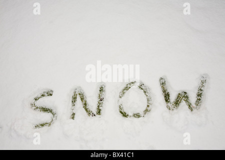 Le mot neige énoncés dans la neige. Banque D'Images