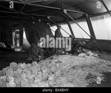 Cobble stone, couche, granith, chauffée, tente Banque D'Images