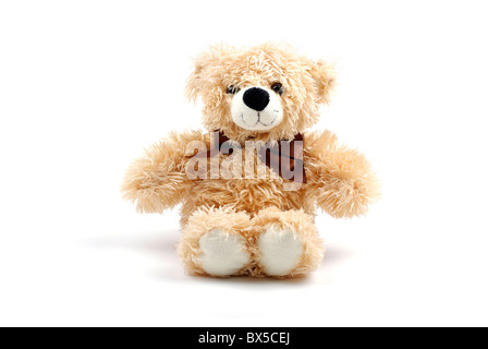 Ours en peluche brun toy isolé sur fond blanc avec l'ombre. Banque D'Images