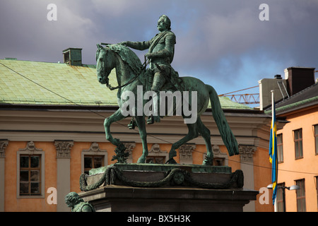 Statue du Roi de Suède à Stockholm Banque D'Images