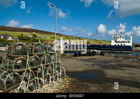 dh ROUSAY ORKNEY Fish Creels Island ferry à Rousay Pier scotland isle Banque D'Images