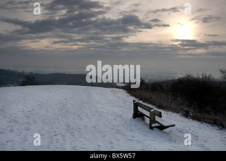 La neige sur les collines Clément, Worcestershire, Angleterre, RU Banque D'Images