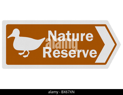 Informations touristiques sur photo-réalistes-style roadsign, représentant "nature réserve". Banque D'Images