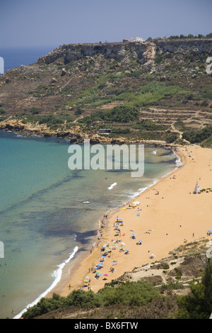 Plage de la baie de Ramla, sur l'île de Gozo, Malte, Méditerranée, Europe Banque D'Images