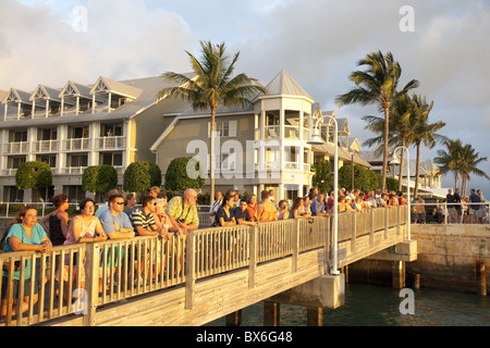 En regardant le coucher du soleil à Mallory Square, Key West, Floride, États-Unis d'Amérique, Amérique du Nord Banque D'Images