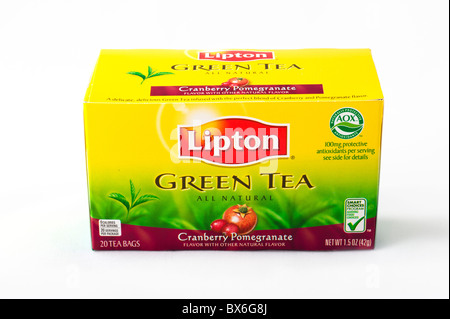 Fort de sachets de thé vert Lipton, USA Banque D'Images