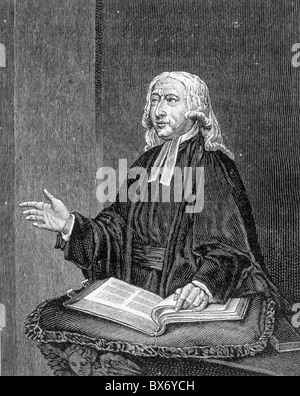 Portrait de John Wesley, fondateur du mouvement méthodiste ; noir et blanc Illustration ; Banque D'Images