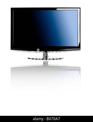 TV LCD moderne isolé sur un fond blanc avec reflet Banque D'Images