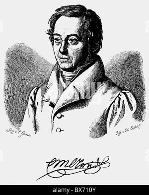 Arndt, Ernst Moritz, 26.12.1769 - 29.1.1860, auteur / écrivain allemand, portrait, gravure par Eduard Eichens après dessin de Ludwig Heine, 19ème siècle, Banque D'Images
