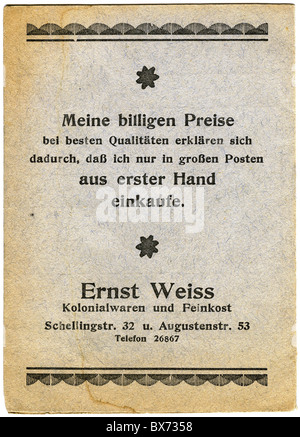 Commerce, offre de vente / remise, carnet de billets de réduction de la société Ernst Weiss, Munich, 1934, droits additionnels-Clearences-non disponible Banque D'Images