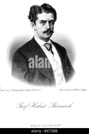 Herbert von Bismarck, prince, 28.12.1849 - 18.9.1904, homme politique allemand, portrait, gravure sur acier, vers 1875, l'artiste a le droit d'auteur , de ne pas être effacé Banque D'Images