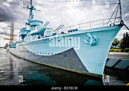 Ancien navire de guerre Blyskawica, Gdynia, Pologne Banque D'Images