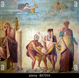 Artémis envoie un cerf pour pièces de sacrifice d'Iphigénie, Chambre de poète tragique de Pompéi, Musée National d'archéologie, Italie Banque D'Images