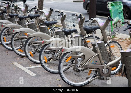 Des vélos Velib' à Paris, France, Europe Banque D'Images