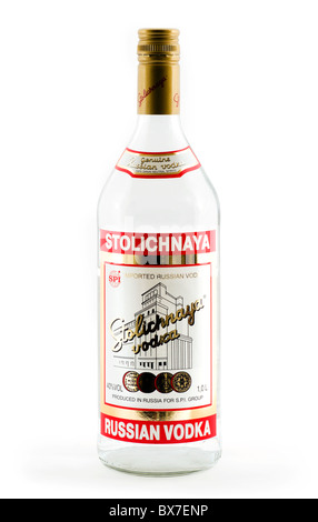 Bouteille de vodka russe Stolichnaya Banque D'Images