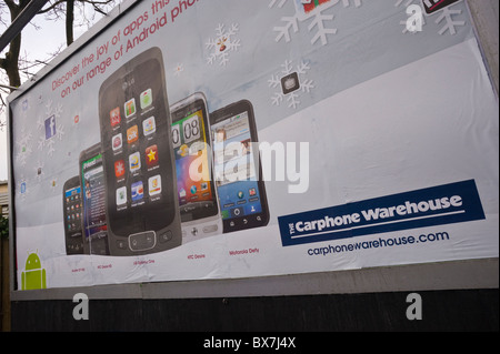 Site d'affichage JCDecaux affiche publicitaire pour The Carphone Warehouse Banque D'Images