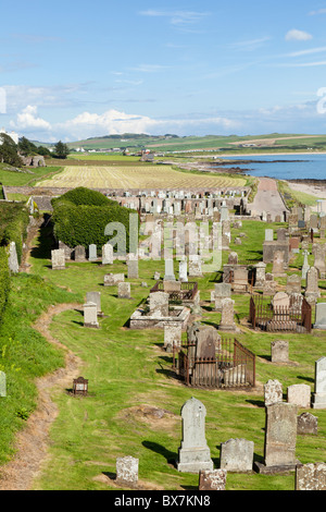 Les ruines de la chapelle Saint-Columba dans le cimetière de Keil, Dunaverty Bay, Southend, la péninsule de Kintyre, Argyll & Bute, Écosse Royaume-Uni Banque D'Images