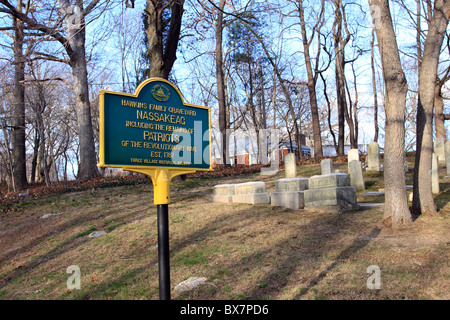 Cimetière historique avec les familles d'anciens combattants de la guerre révolutionnaire, Setauket, Long Island NY Banque D'Images
