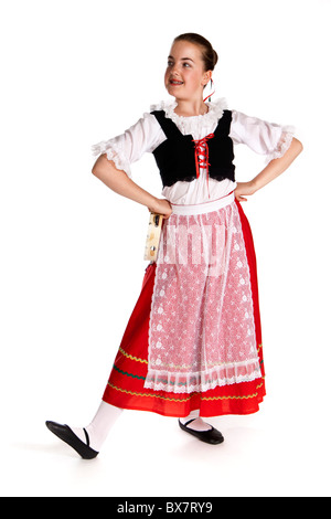 Portrait de jeune fille de la danse folklorique national italien coloré costume Banque D'Images