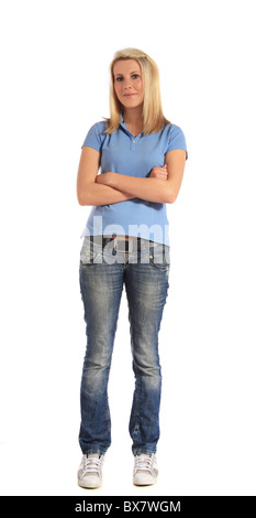 Jolie jeune femme. Le tout sur fond blanc. Banque D'Images