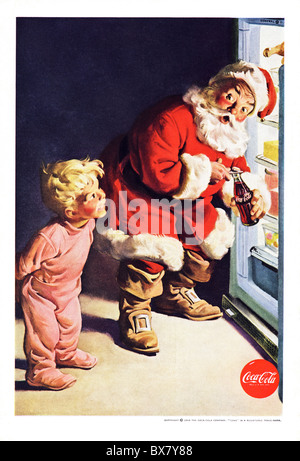 Coca Cola classique annonce dans le magazine américain avec illustration couleur de Santa le Père Noël daté de décembre 1959 Banque D'Images