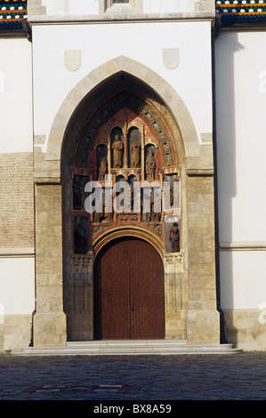 Portail de l'église St Marc Haute Ville Zagreb Croatie Banque D'Images