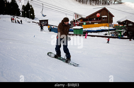 Scène de neige à Midlothian Midlothian Snowsports Center Hillend, Édimbourg, Écosse, Royaume-Uni, Europe Banque D'Images