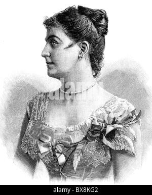 Lehmann, Lilli, 24.11.1848 - 16.5.1929, chanteuse allemande d'opéra (soprano), portrait, profil, gravure de bois après photo, fin du XIXe siècle, Banque D'Images