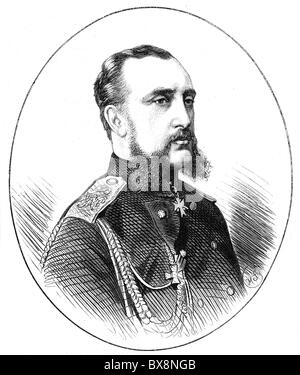 Nicholas Nikolaïevitch, 8.8.1831 - 25.4.1891, Grand-duc de Russie, maréchal de campagne russe, portrait, gravure de bois, 1876, Banque D'Images