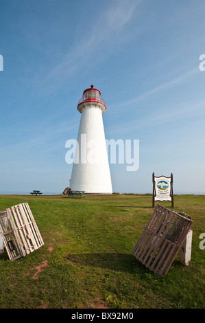 Point Prim, l'Île du Prince Édouard. Le phare de Point Prim. Banque D'Images